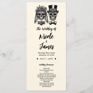 Cream Black & Gold Vintage Skeleton Wedding Program
