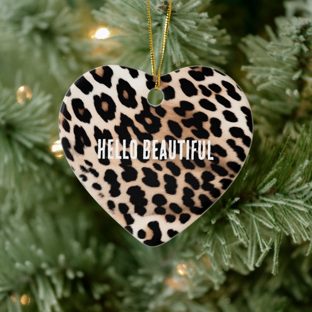 Cream Black Leopard     Ceramic Ornament (Tree)