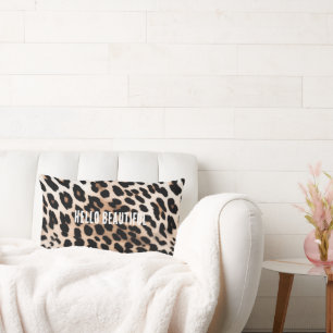 Cream Black Leopard Lumbar Pillow