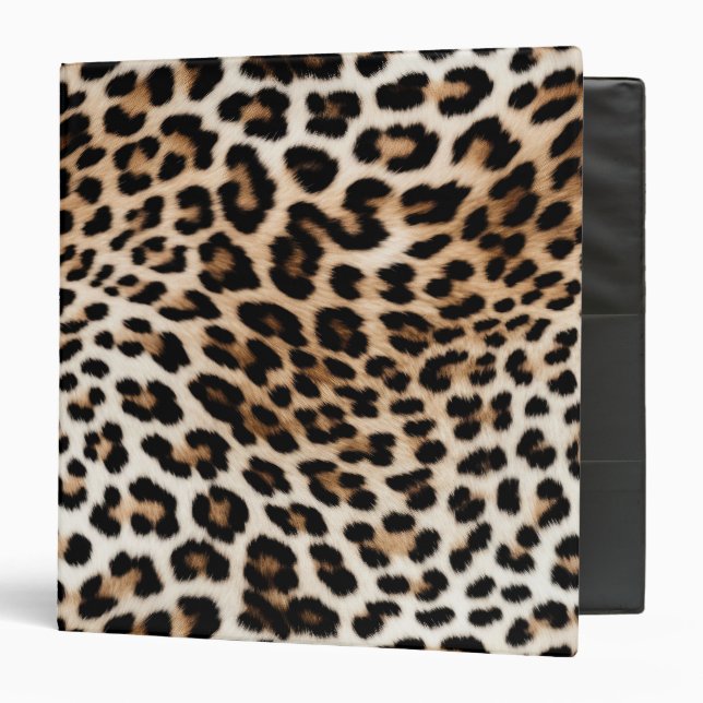 Cream Black Leopard Print 3 Ring Binder (Front/Inside)