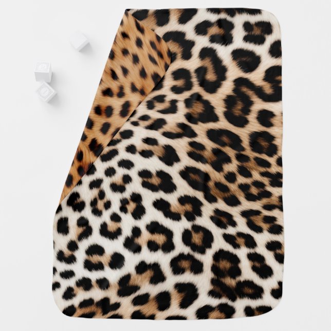 Cream Black Leopard Print Baby Blanket (In Situ)