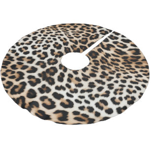 Cream Black Leopard Print Brushed Polyester Tree Skirt