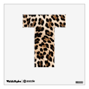 Cream Black Leopard Print Cat Letter T Wall Decal