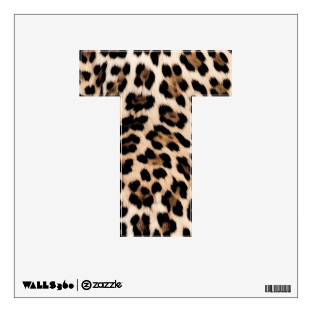 Cream Black Leopard Print Cat Letter T Wall Decal (Front)