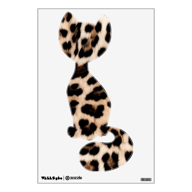 Cream Black Leopard Print Cat Wall Decal (Front)