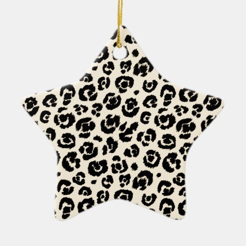 Cream Black Leopard Print Ceramic Ornament