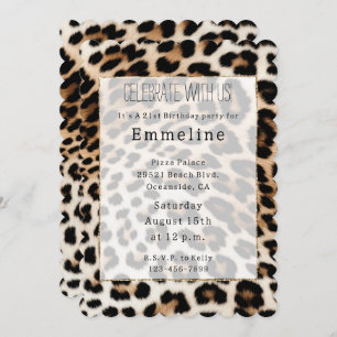 Cream Black Leopard Print Invitation