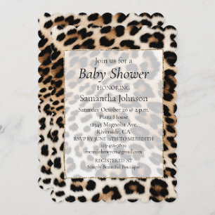 Cream Black Leopard Print Invitation