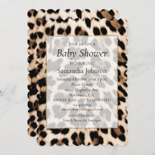Cream Black Leopard Print Invitation