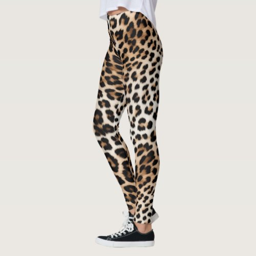 Cream Black Leopard Print Leggings