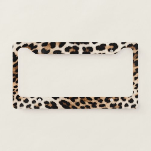 Cream Black Leopard Print License Plate Frame