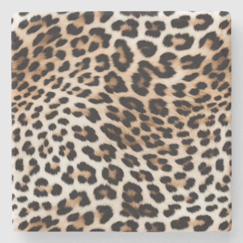 Cream Black Leopard Print Stone Coaster