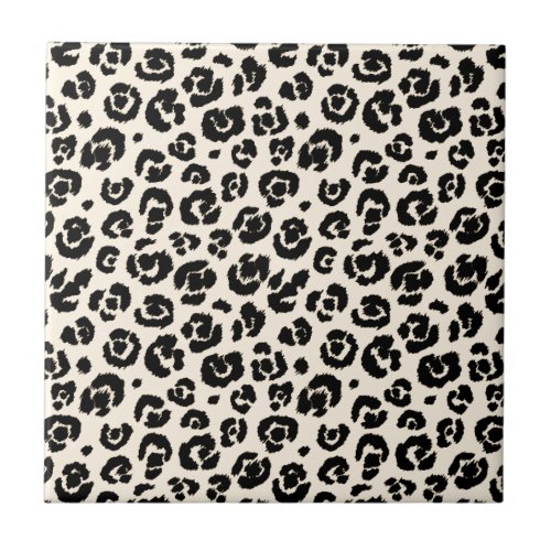 Cream Black Leopard Print Tile