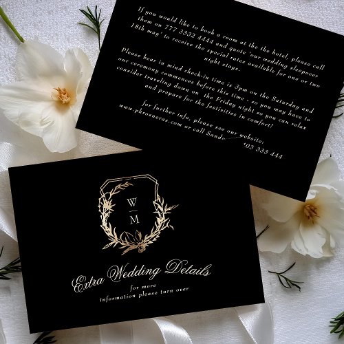 Cream  Black Monogram Gold  Our Wedding Detals Enclosure Card