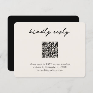 Cream & Black RSVP QR Code Enclosure Card