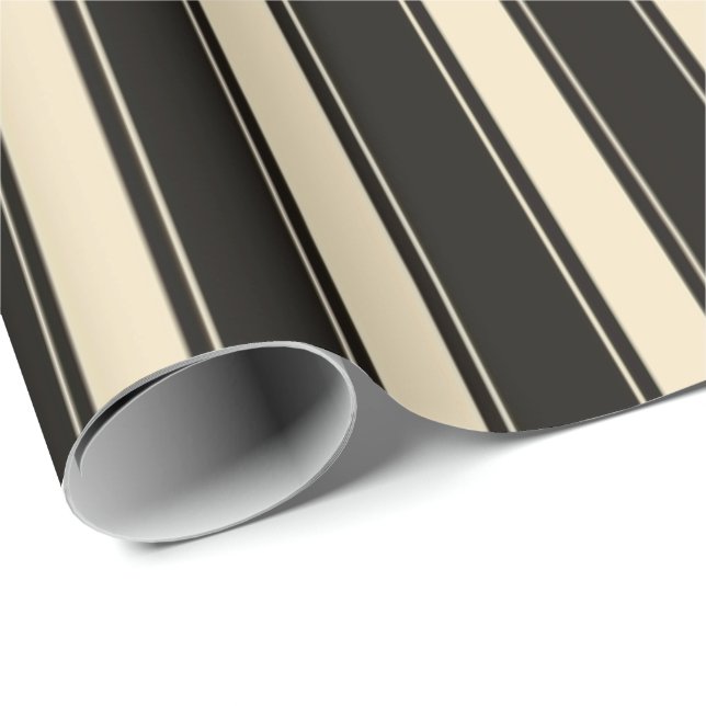 Cream black stripe pattern party wrapping paper (Roll Corner)