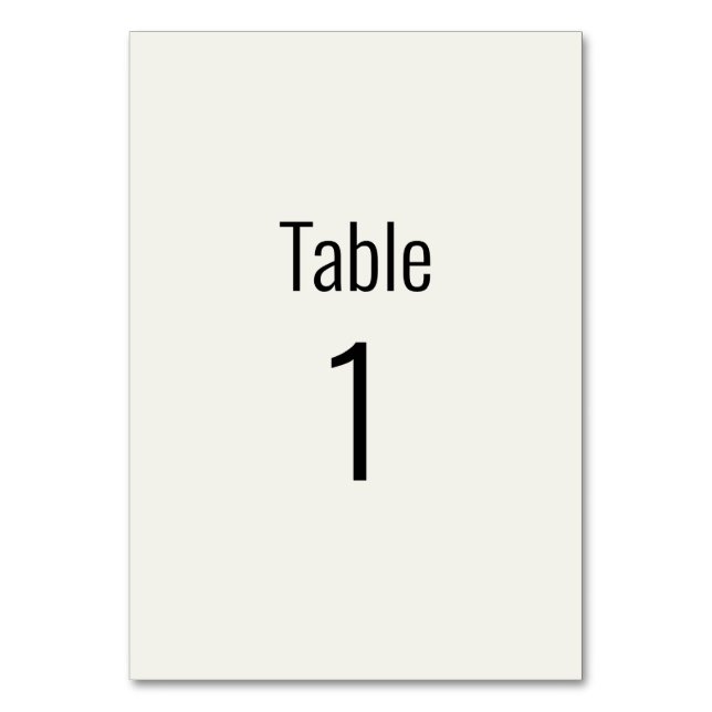 Cream Black Text Wedding Table Number (Front)