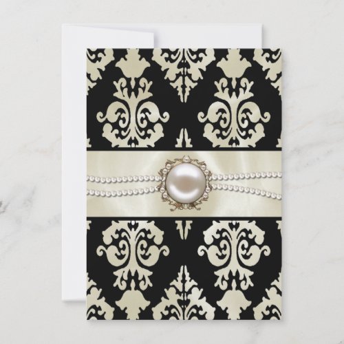 Cream &amp; Black Wedding Rehearsal Dinner Invitation