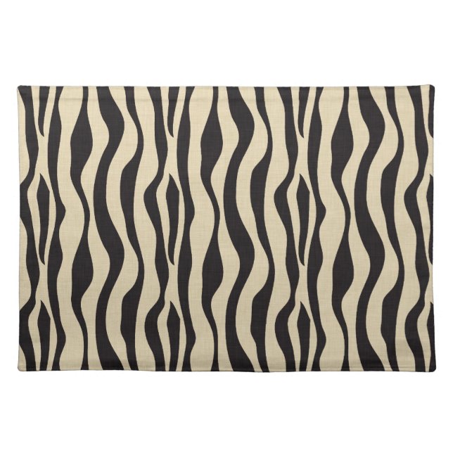 Cream Black Zebra Print Cloth Placemat (Front)