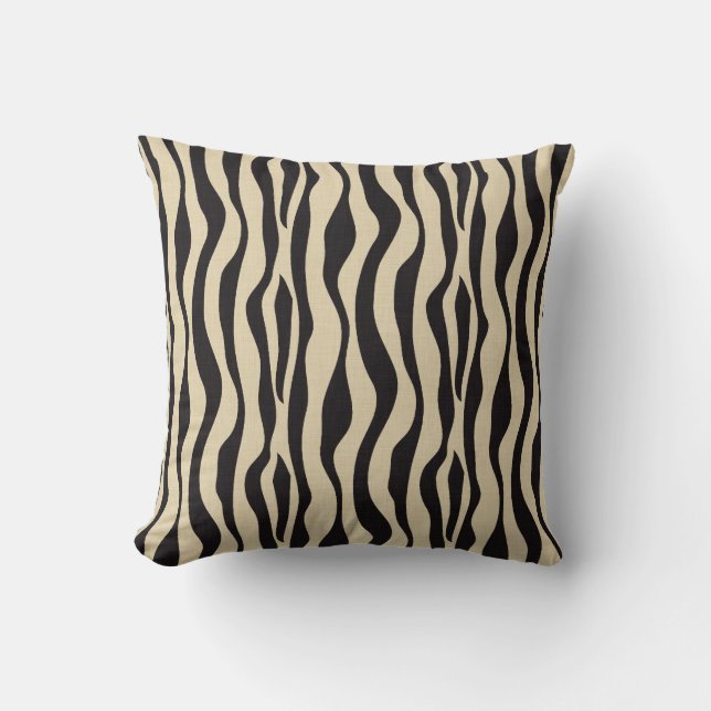 Cream Black Zebra Print Throw Pillow (Front)