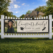 CREAM & BLK 2026 | Graduation Banner with Photo