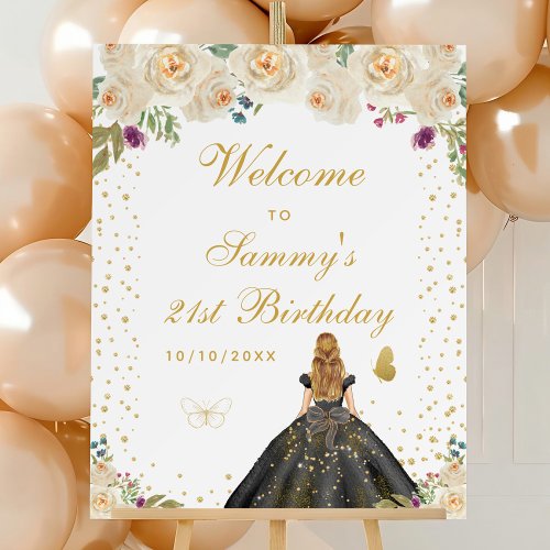 Cream Blonde Hair Girl Birthday Party Welcome Foam Board