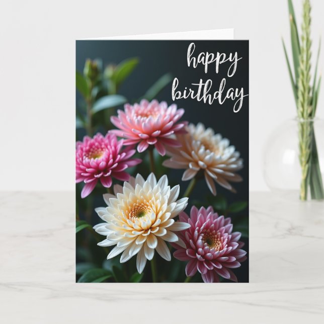 Cream Bloom Birthday Card (Front)