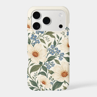 Cream Blue Botanical Floral iPhone 18 Pro Case
