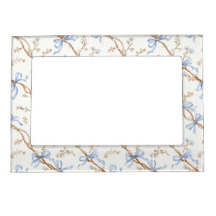 Cream Blue Bows Magnetic Frame