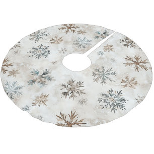 Cream Blue Brown Snowflakes Christmas Brushed Polyester Tree Skirt