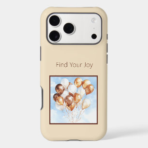 Cream Blue Skies Gold White Balloons iPhone 17 Pro Max Case