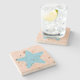 Cream Blue Star Mist Cream Travertine Stone , Coaster