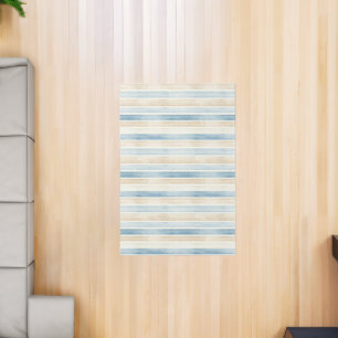 Cream Blue Stripes Rug