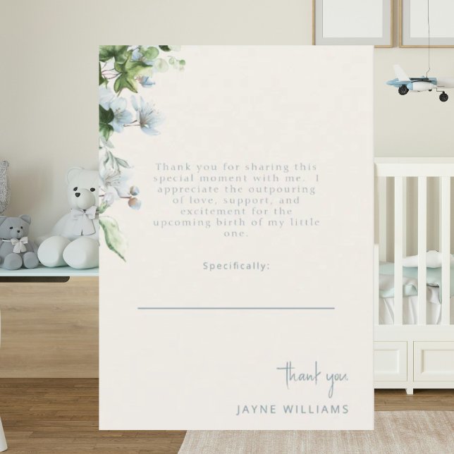 Cream Blue Text Message Ivy Baby Shower Thank You  Card (Creator Uploaded)