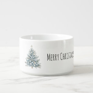 Cream Blue Winter Christmas Tree Bowl