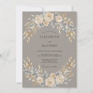 Cream Blush Botanical Flourish Wedding Invitation