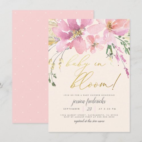 Cream Blush Gold Baby in Bloom Floral Baby Shower