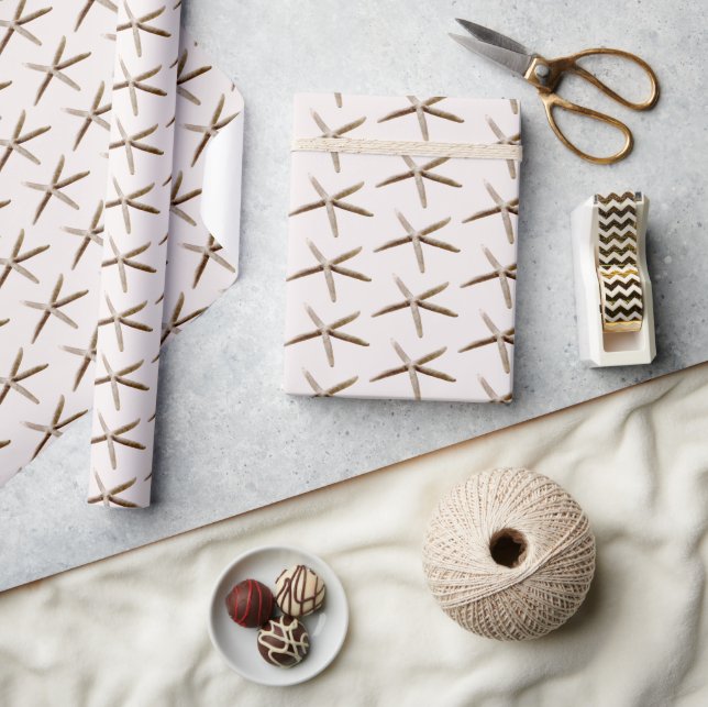 Cream Blush Ocean Starfish Wrapping Paper (Crafts)