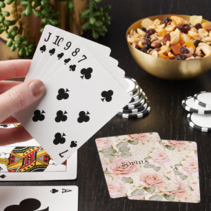 Cream Blush Pink Roses Floral Bridal Shower Poker Cards