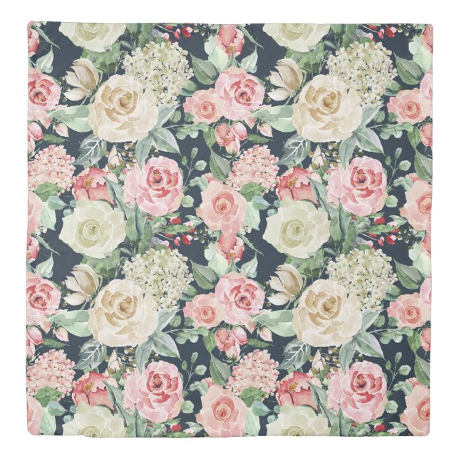cream blush roses spring floral duvet cover (Front)