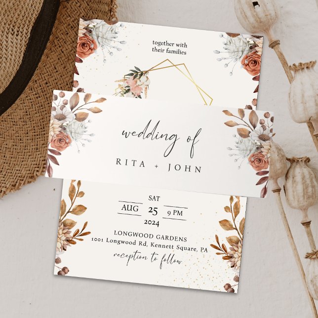 Cream Boho Black and white Wedding Invitation Belly Band (Creator Uploaded)