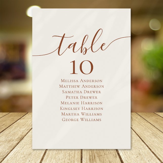 Cream Boho Calligraphy Wedding Table Seating Chart Number (Creator Uploaded)