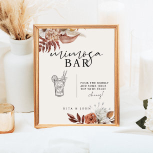 Cream Boho Floral Mimosa Bar Wedding Sign