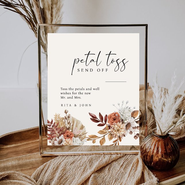 Cream Boho Floral Wedding Petal Toss Send Off Sign (Creator Uploaded)
