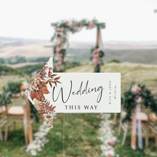 Cream Boho This Way Wedding Direction Arrow Sign (Creator Uploaded)