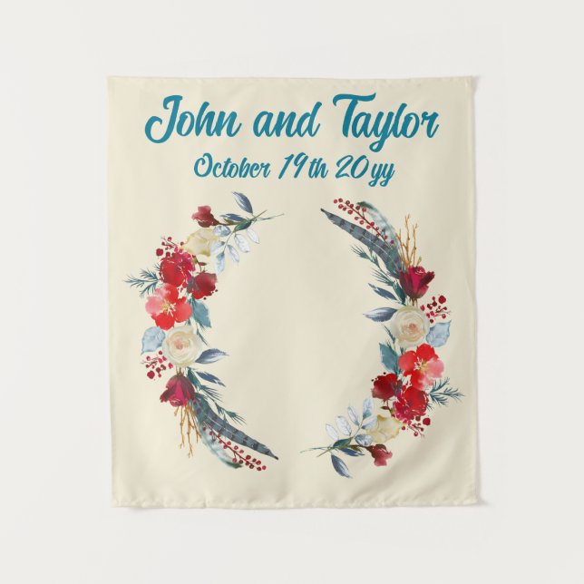 Cream Boho Wedding Backdrop Reception Photo Booth (Front)