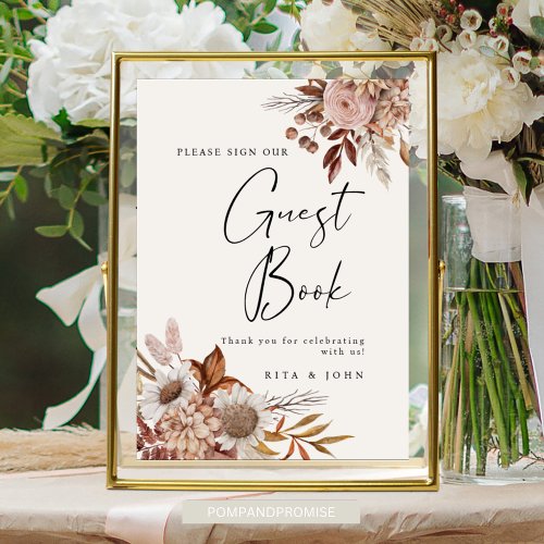 Cream Boho Wedding Please Sign Our Guestbook Sign