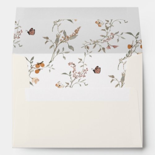 Cream Boho Wildflowers Wedding Envelopes