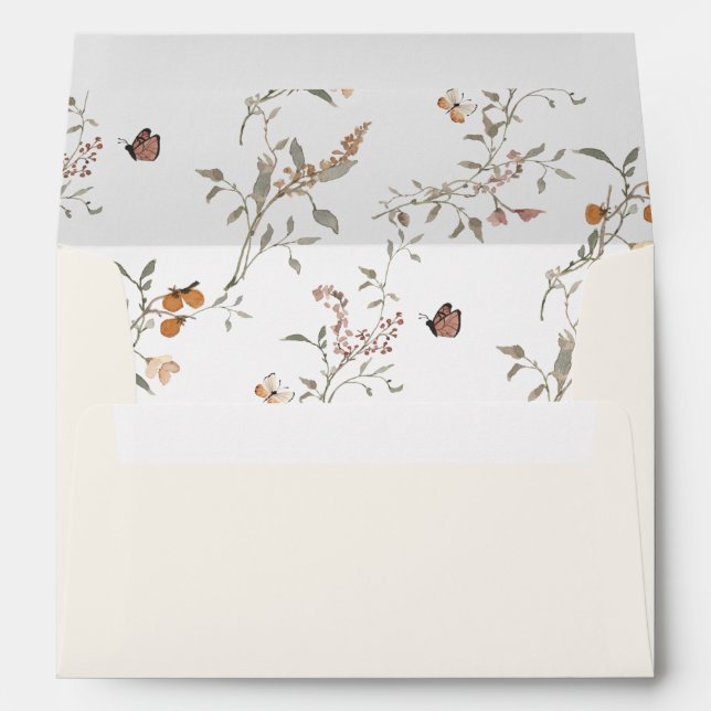 Cream Boho Wildflowers Wedding Envelopes (Back (Bottom))