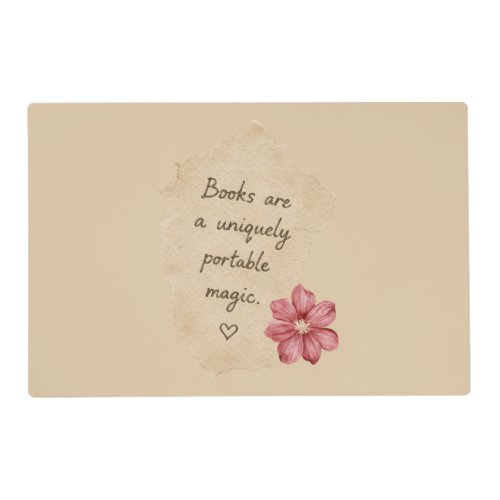 Cream Books Magic Red Flower Placemat